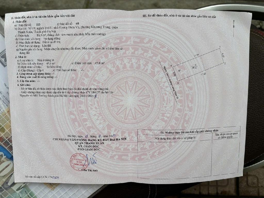 Bán nhà Vương Thừa Vũ - diện tích 87m2 7 tầng - ô tô vào nhà - giá 25 tỷ