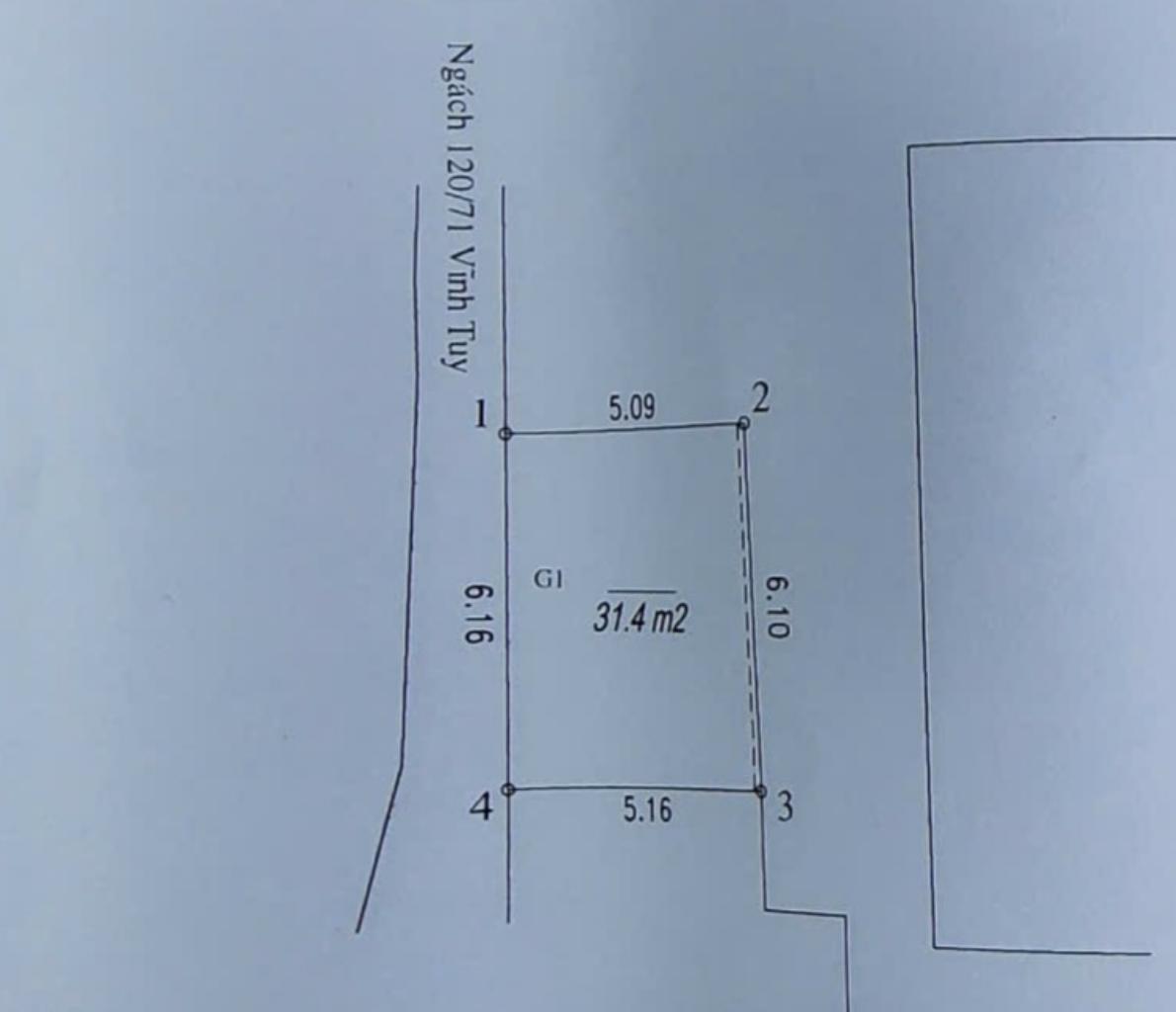 Bán nhà Vĩnh Tuy - diện tích 31m2 1 tầng - Mặt tiền 6.1m - giá 2 tỷ