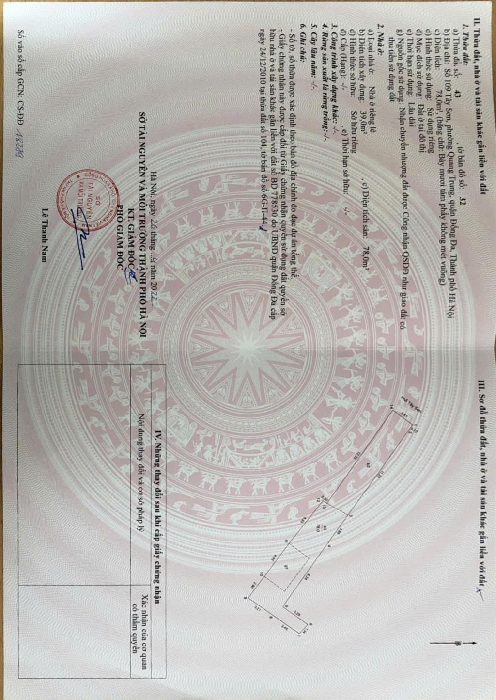 Bán nhà Tây Sơn - diện tích 78m2 2 tầng - Thoáng trước, sau - giá 33 tỷ