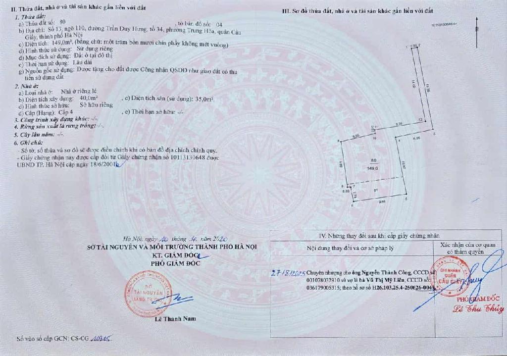 Bán nhà Trần Duy Hưng - diện tích 195m2 8 tầng - Nhà đang hoàn thiện - giá 58 tỷ