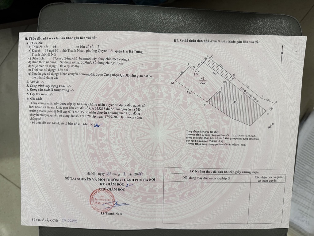 Bán nhà Thanh Nhàn - diện tích 38m2 5 tầng - gần ô tô - giá 7,85 tỷ