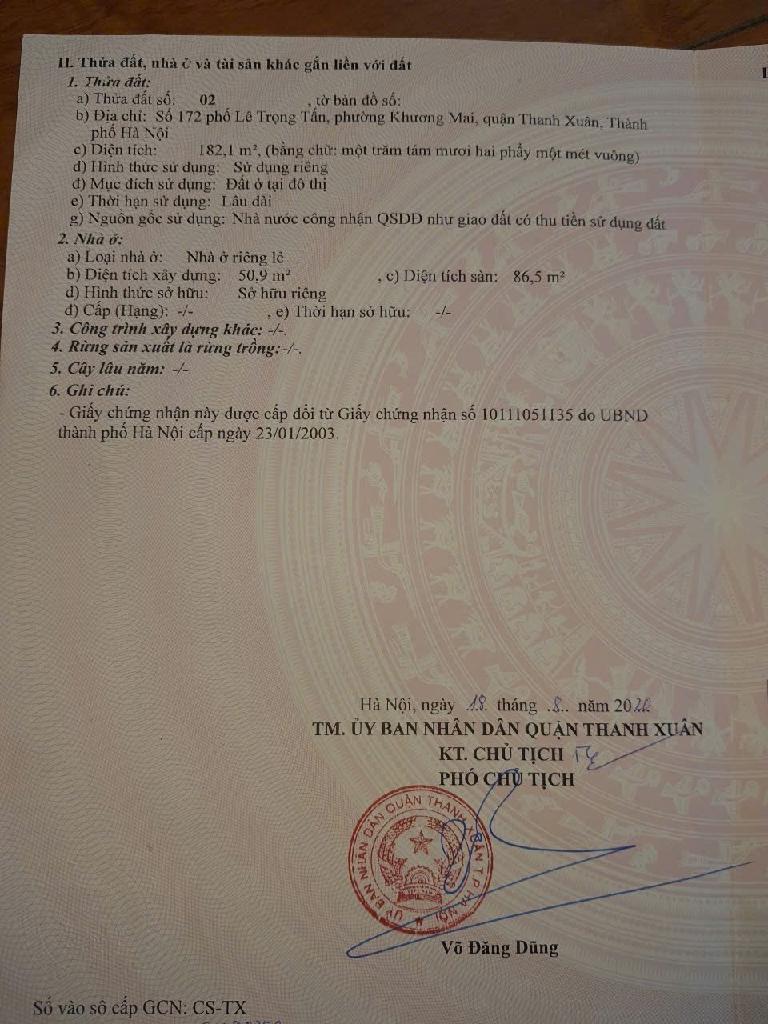 Bán nhà Lê Trọng Tấn - diện tích 182m2 8 tầng - Mặt phố VIP, siêu hiếm - giá 110 tỷ