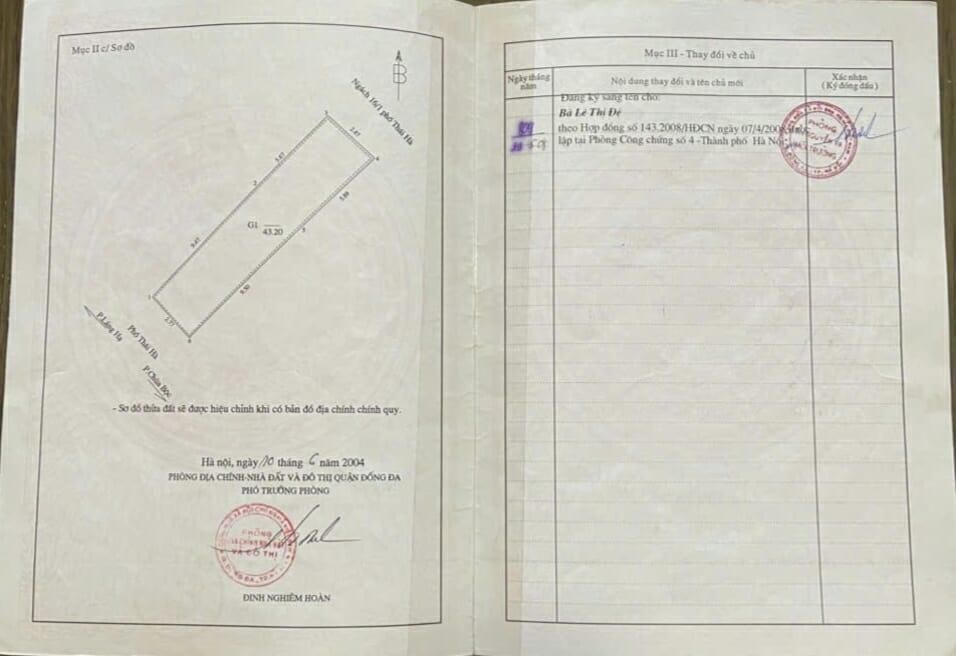 Bán nhà Thái Hà - diện tích 44m2 5 tầng - 2 mặt thoáng - giá 39,5 tỷ