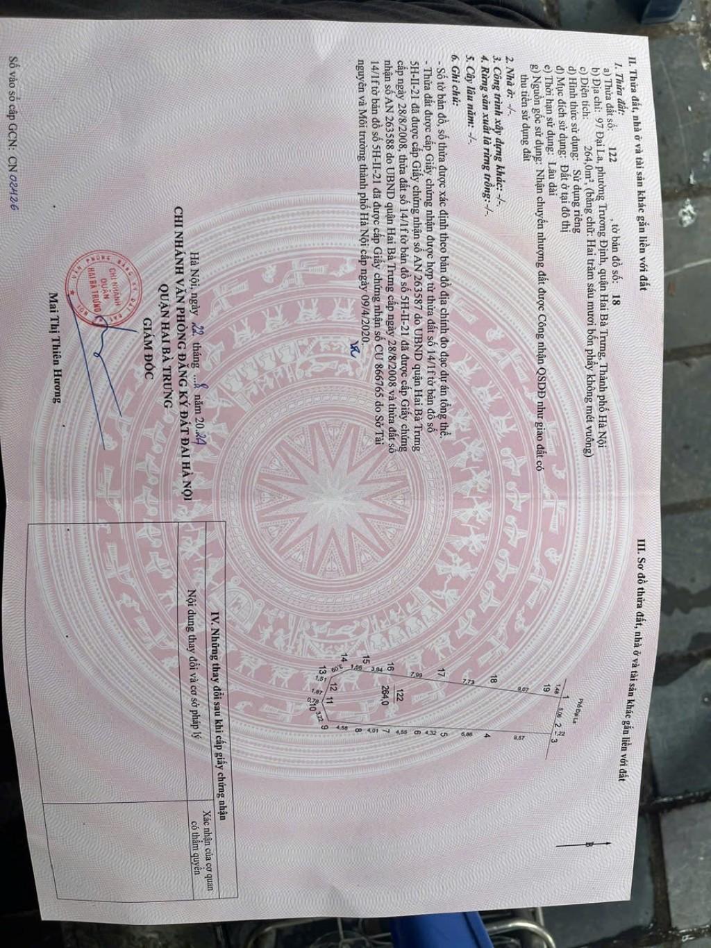 Bán nhà Đại La - diện tích 264m2 9 tầng - Mặt phố kinh doanh - giá 160 tỷ