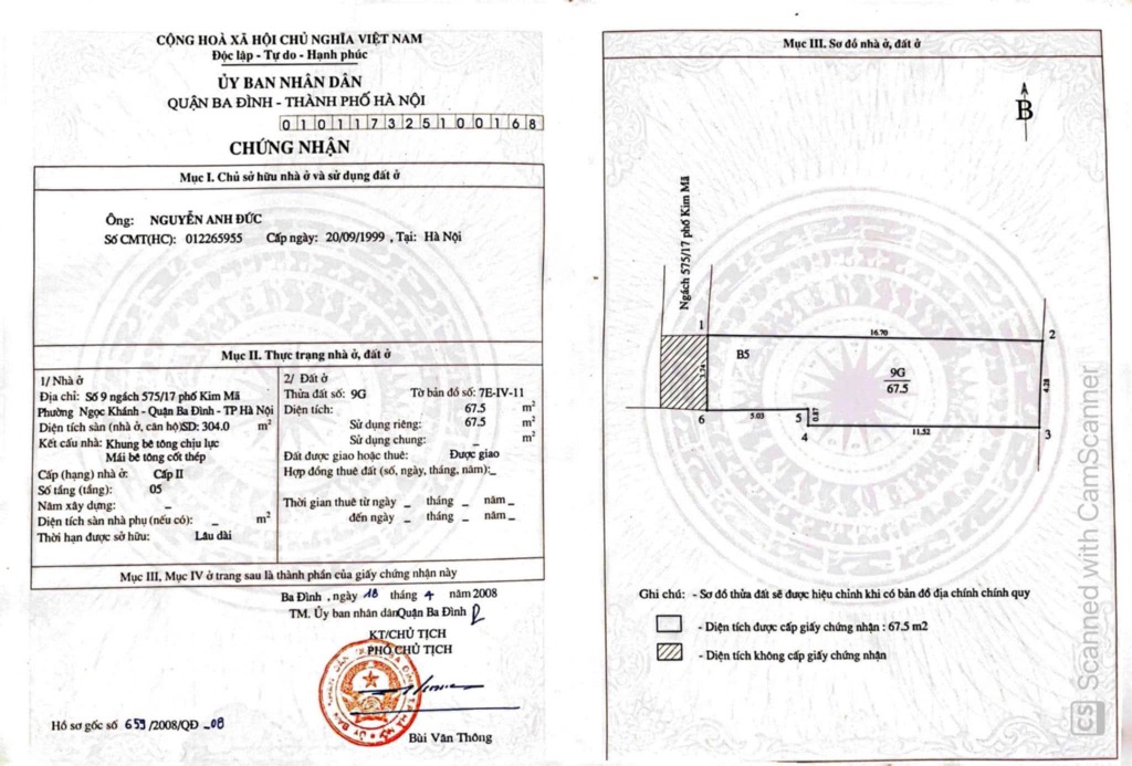 Bán nhà Kim Mã - diện tích 68m2 8 tầng - Thang máy - giá 25 tỷ