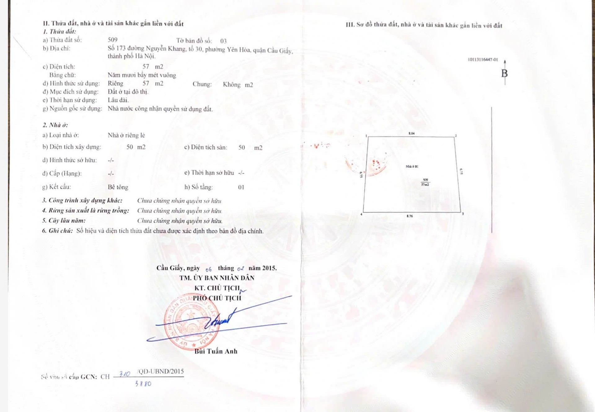 Bán nhà Nguyễn Khang - diện tích 57m2 2 tầng - mặt tiền 6,8m - giá 26 tỷ