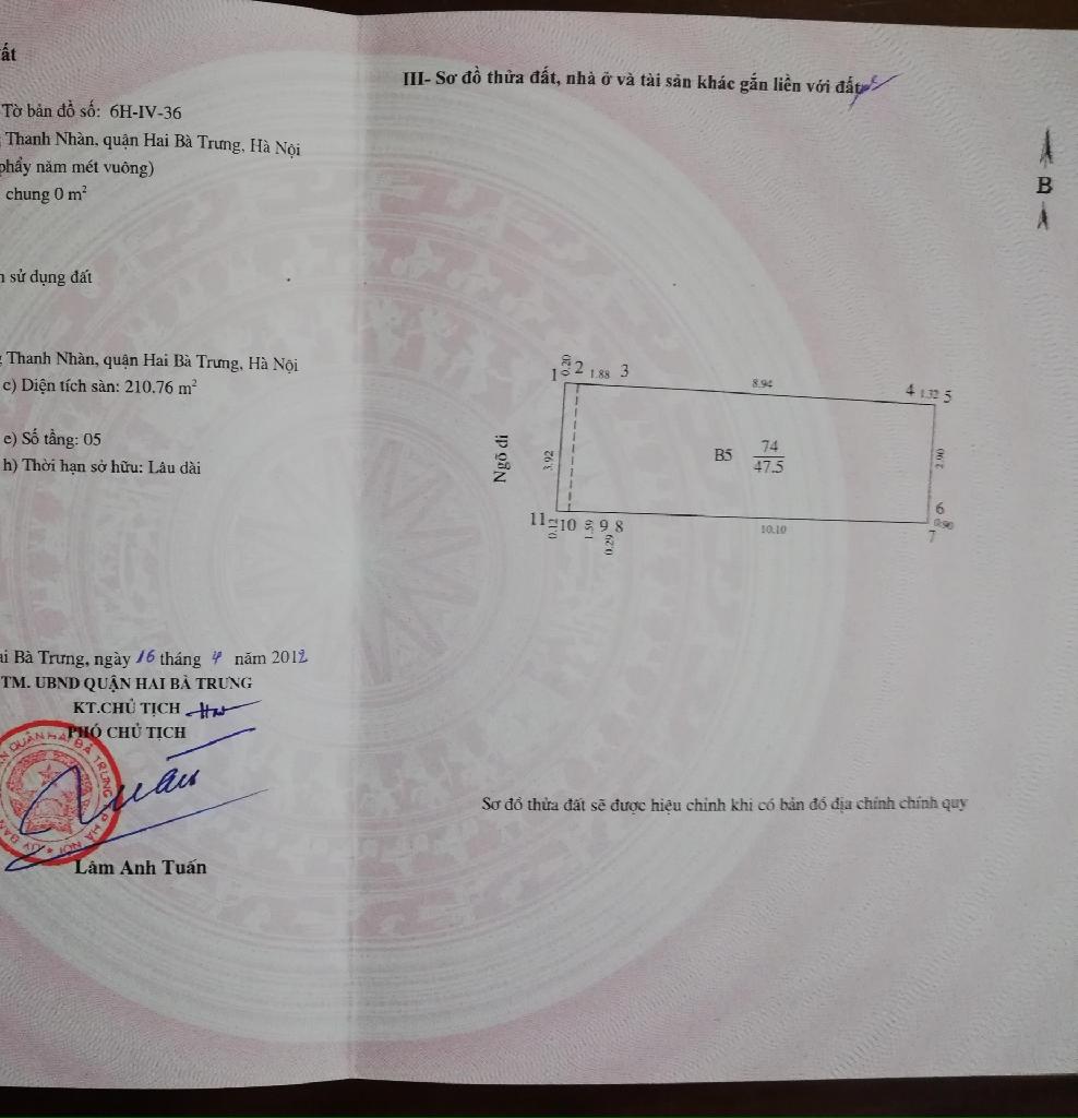 Bán nhà Thanh Nhàn - diện tích 55m2 5 tầng - ô tô đỗ cửa - giá 25 tỷ