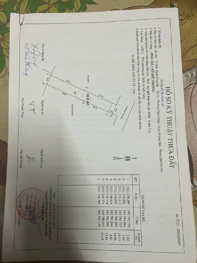 Bán nhà Định Công Hạ - diện tích 97m2 1 tầng - ô tô tránh - giá 3,6 tỷ