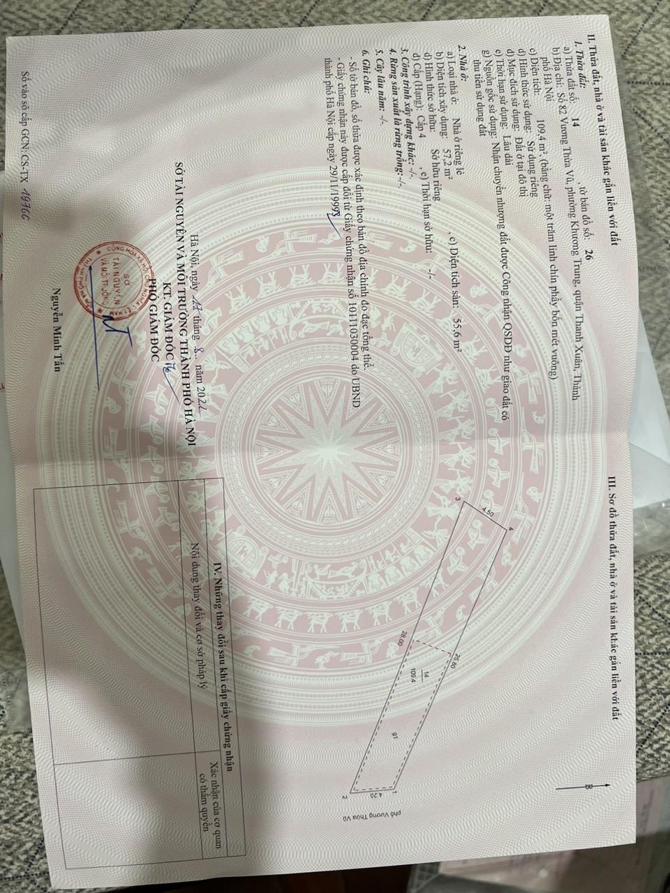 Bán nhà Vương Thừa Vũ - diện tích 110m2 9 tầng - Mặt phố kinh doanh đa năng - giá 42 tỷ