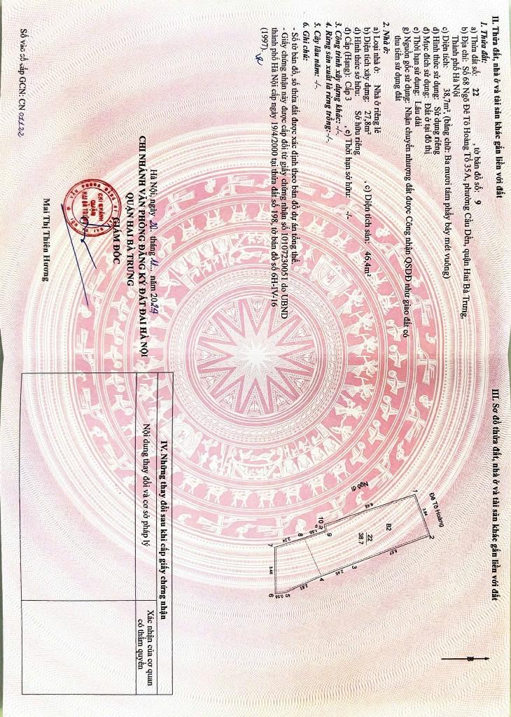 Bán nhà Đê Tô Hoàng - diện tích 38m2 3 tầng - Lô góc, ô tô tránh - giá 13,8 tỷ
