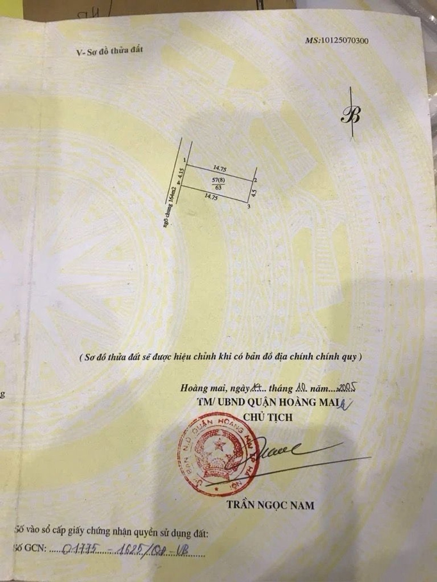 Bán nhà Ngũ Nhạc - diện tích 63m2 1 tầng - Mảnh đất vàng - giá 6,4 tỷ