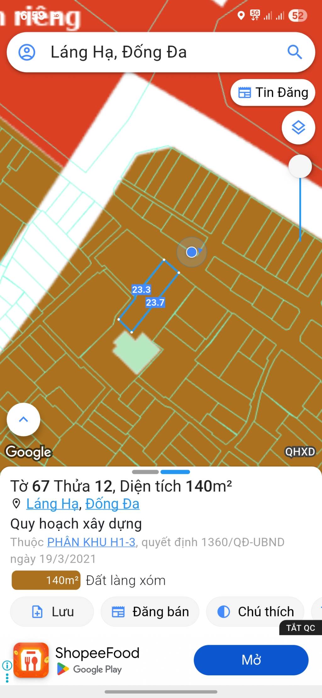 Bán nhà Vũ Ngọc Phan - diện tích 145m2 1 tầng - Ô TÔ TRÁNH - giá 52 tỷ