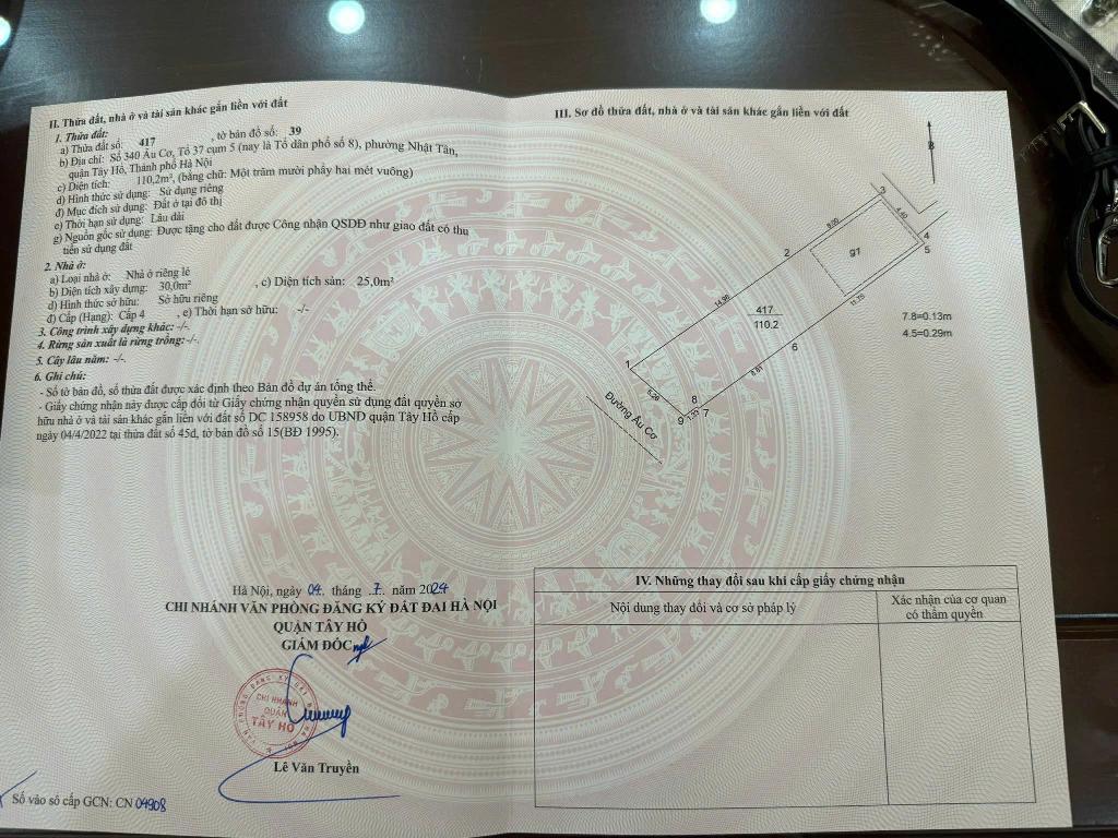 Bán nhà Âu Cơ - diện tích 110.2m2 1 tầng - Ô tô tránh - giá 30 tỷ