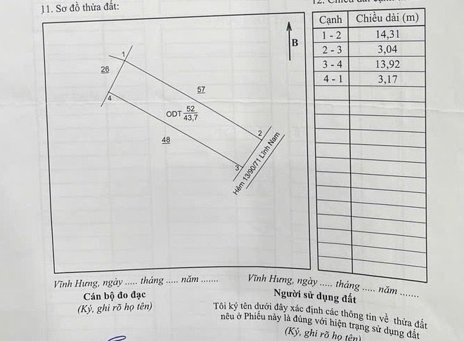 Bán nhà Lĩnh Nam - diện tích 44m2 3 tầng - Ngõ thông - giá 3,5 tỷ