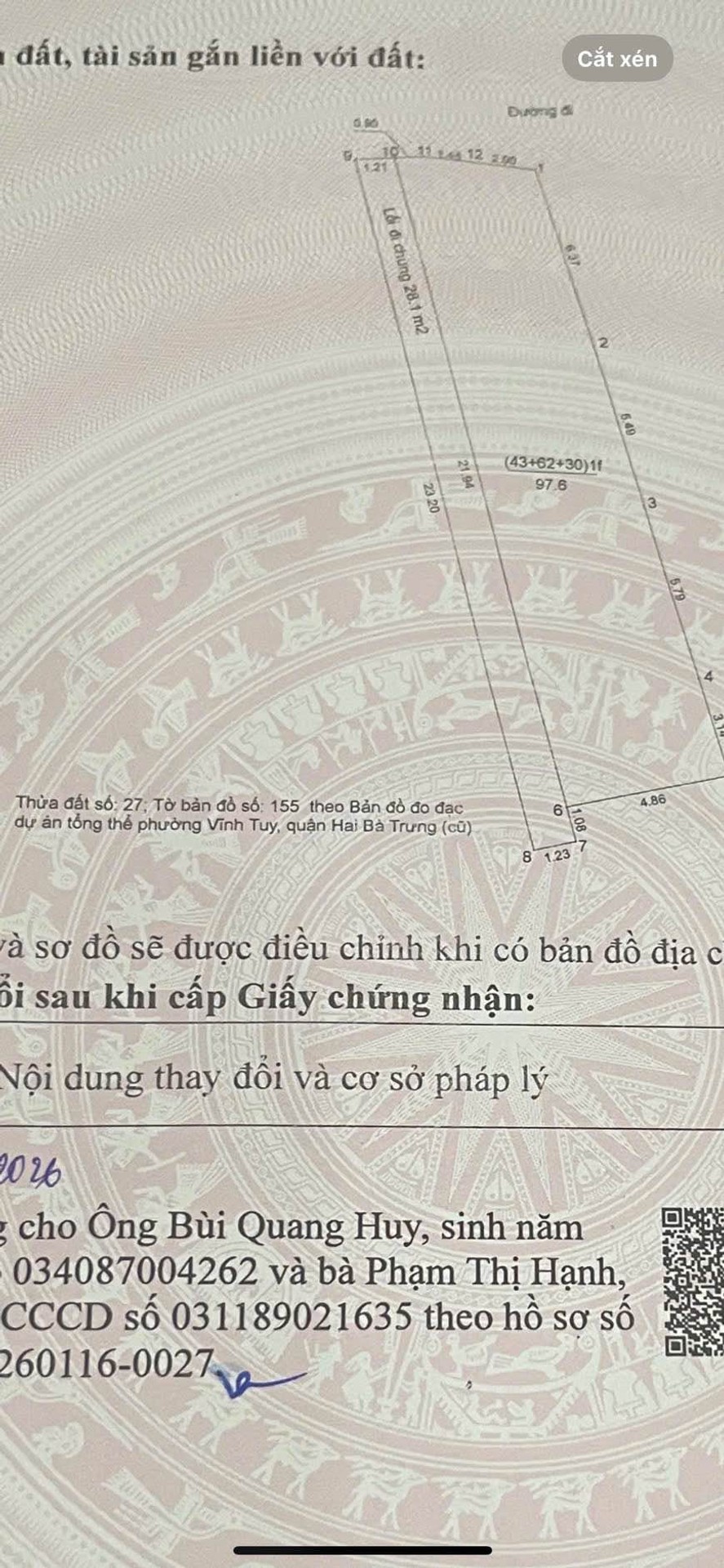 Bán nhà Minh Khai - diện tích 126m2 0 tầng - Bán đất tặng nhà cấp 4 - giá 20 tỷ