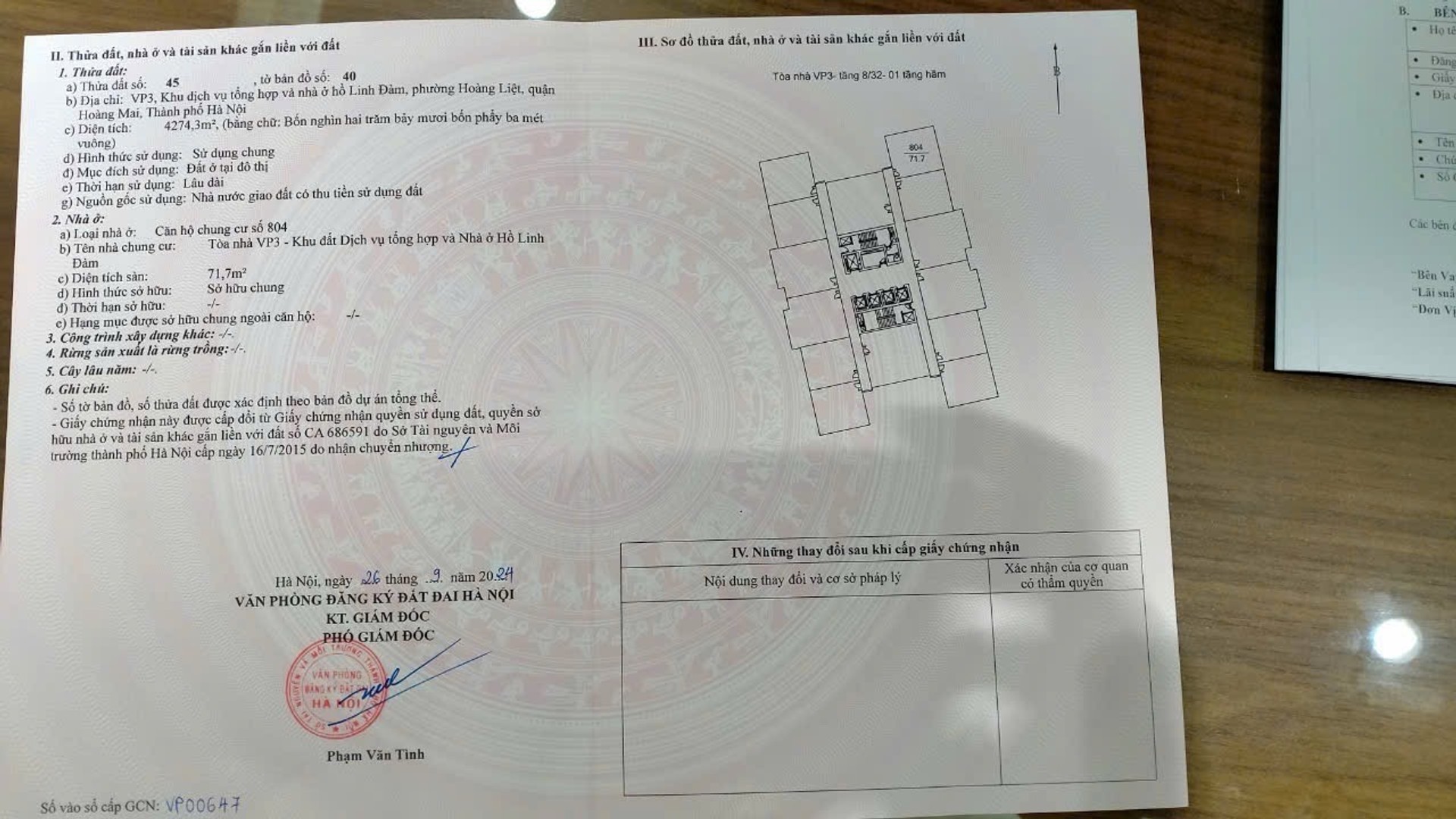 Bán nhà Chung Cư VP3 Linh Đàm - diện tích 71m2 1 tầng - Pháp lý sạch, sổ đỏ sử dụng lâu dài - giá 6,55 tỷ