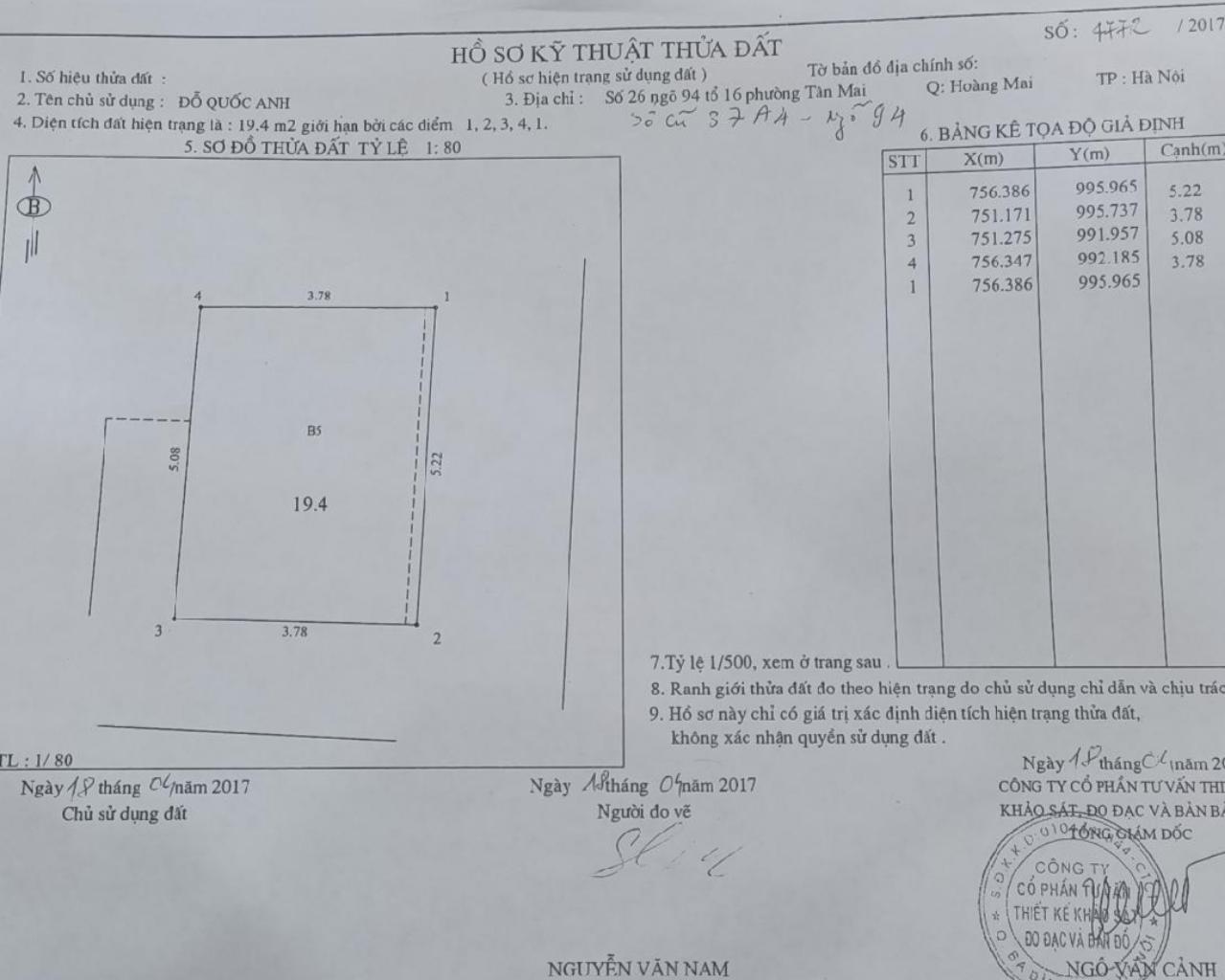 Bán nhà Tân Mai - diện tích 19m2 6 tầng - Lô góc - giá 4,9 tỷ