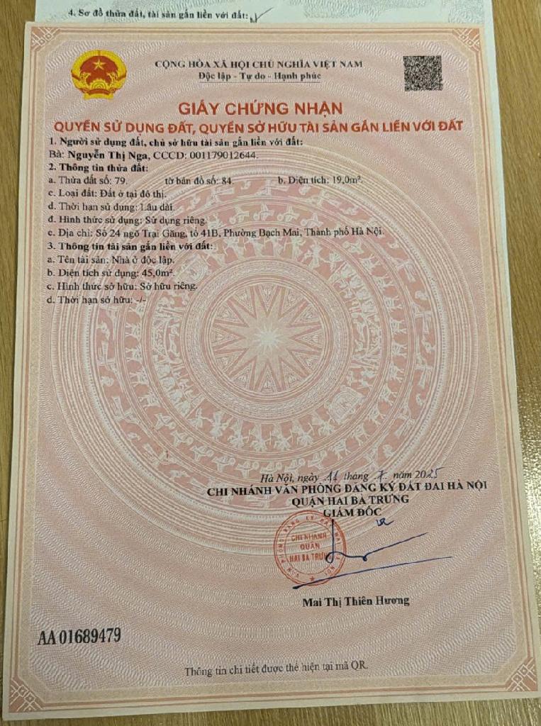 Bán nhà Thanh Nhàn - diện tích 19m2 3 tầng - ngõ xe 3 gác - giá 5 tỷ