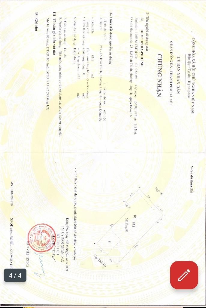 Bán nhà Ngõ Thái Hà - diện tích 103m2 3 tầng - ô tô tránh - giá 47 tỷ