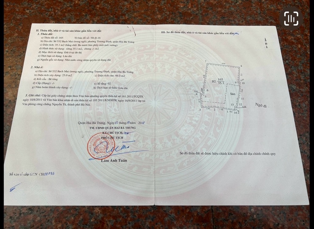 Bán nhà Bạch Mai - diện tích 190m2 9 tầng - Ô tô tránh - giá 180 tỷ