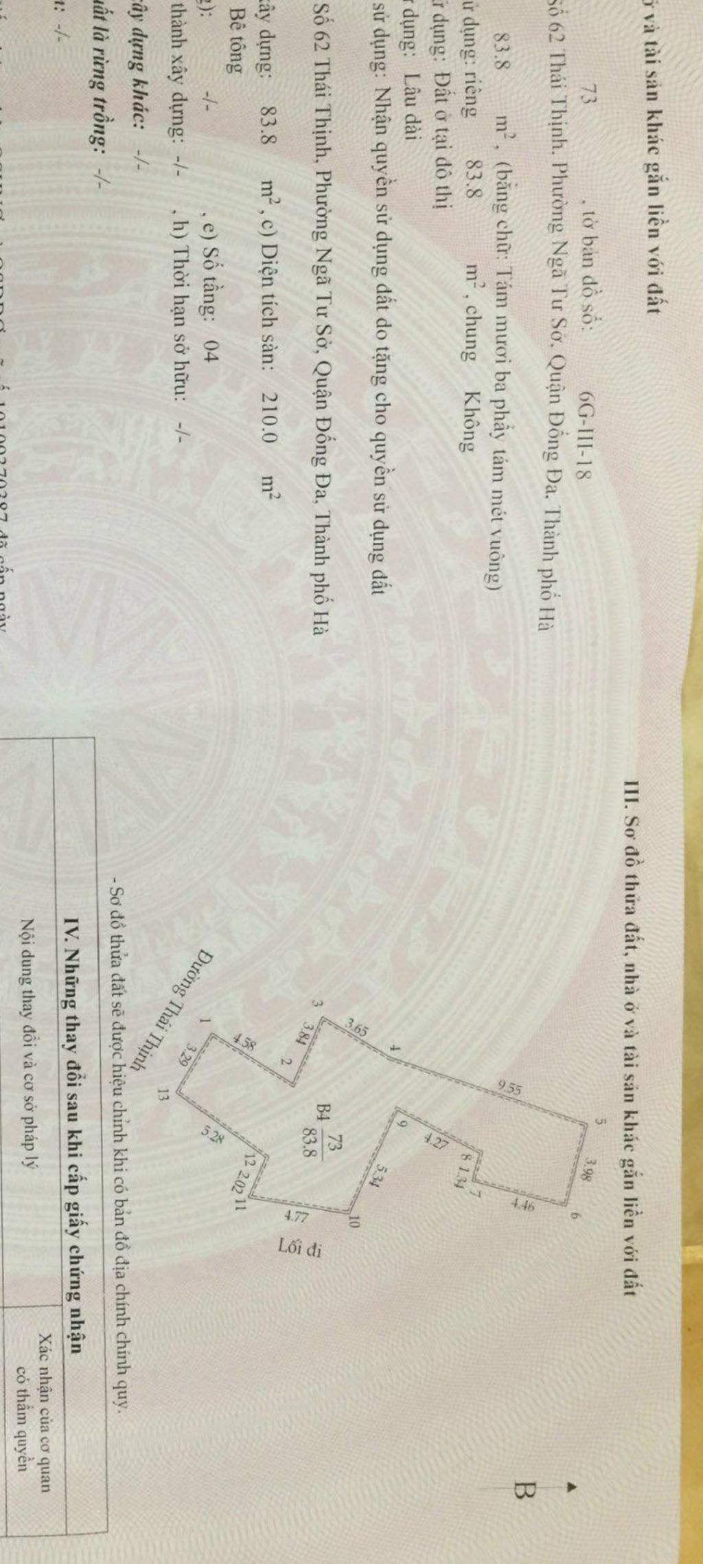 Bán nhà Thái Thịnh - diện tích 83.8m2 4 tầng - Mặt phố hiếm nhà bán - giá 31 tỷ