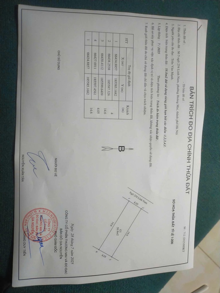 Bán nhà Lĩnh Nam - diện tích 59m2 2 tầng - Ngõ nông, thẳng - giá 5,35 tỷ