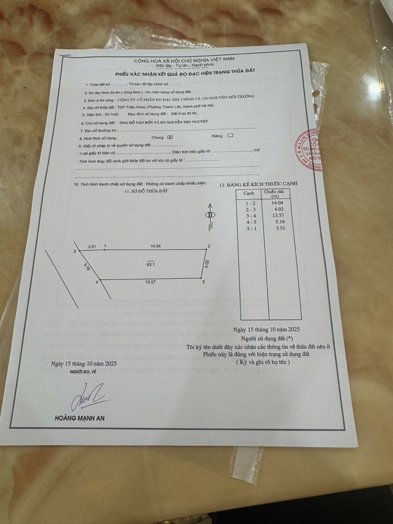 Bán nhà Triều Khúc - diện tích 63m2 1 tầng - ô tô vào nhà - giá 1,8 tỷ