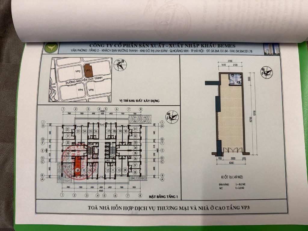 Bán nhà Hoàng Mai - diện tích 51m2 1 tầng - Ki ốt 16 - VP3 - giá 4,9 tỷ