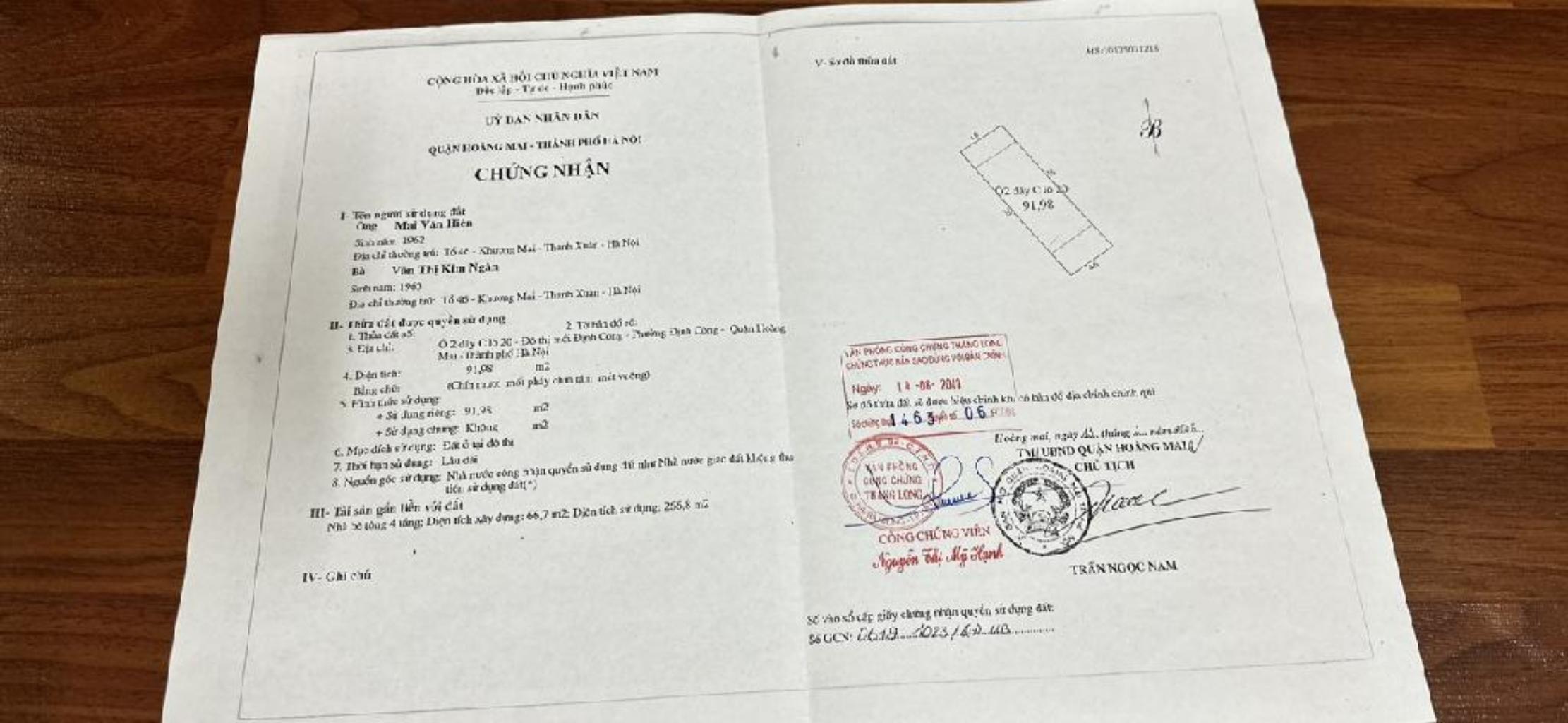 Bán nhà Định Công - diện tích 92m2 4 tầng - ô tô tránh - giá 41,5 tỷ