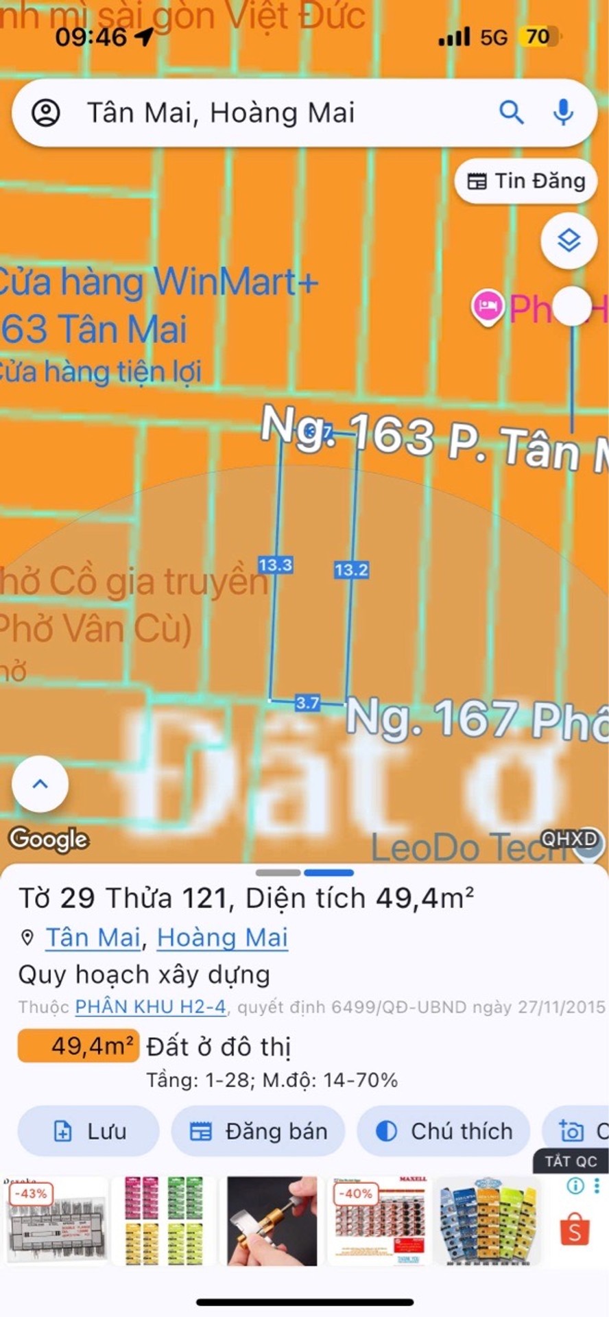 Bán nhà Tân Mai - diện tích 50m2 1 tầng - Ngõ 167 Tân Mai - giá 3,5 tỷ