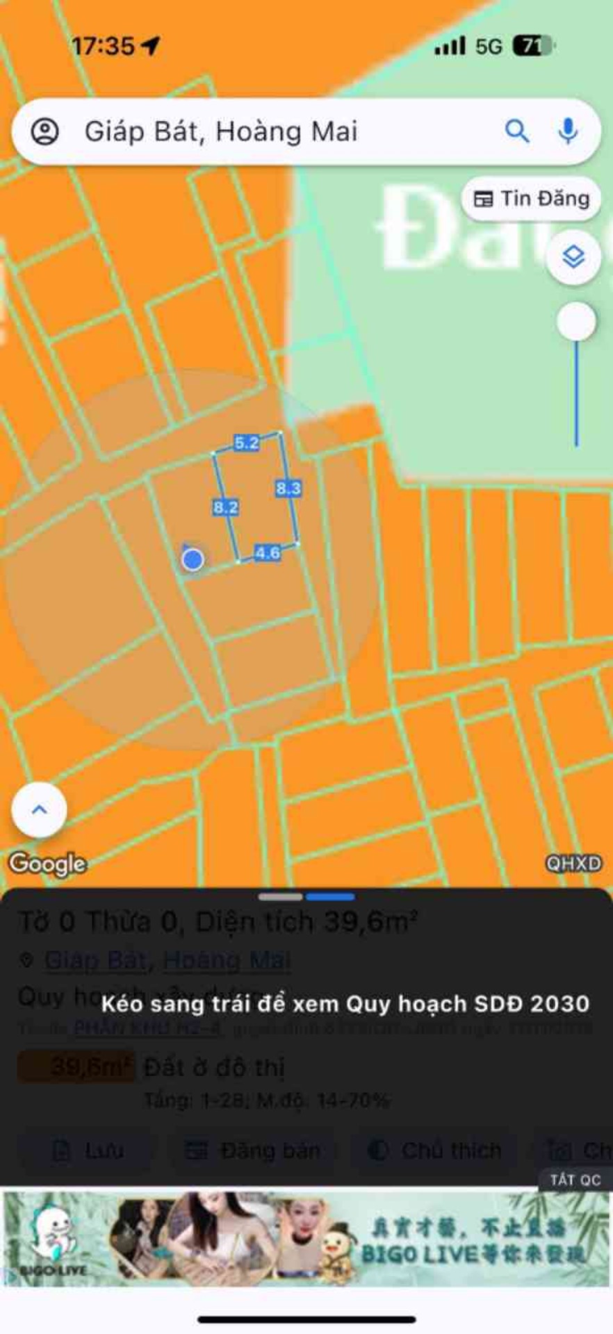 Bán nhà Hoàng Mai - diện tích 40m2 1 tầng - Ô TÔ 30M - giá 10,2 tỷ