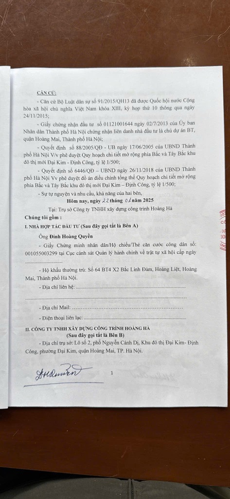 Bán nhà Hoàng Mai - diện tích 91m2 0 tầng - Đặc điểm: Dự án tiềm năng phát triển siêu lợi nhuận - giá 7,3 tỷ