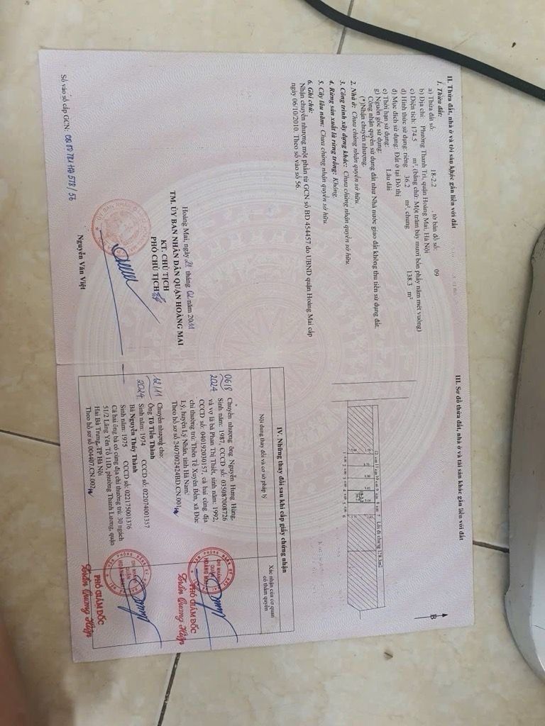 Bán nhà Nguyễn Khoái - diện tích 36m2 4 tầng - Ngõ ô tô tránh - giá 9,5 tỷ