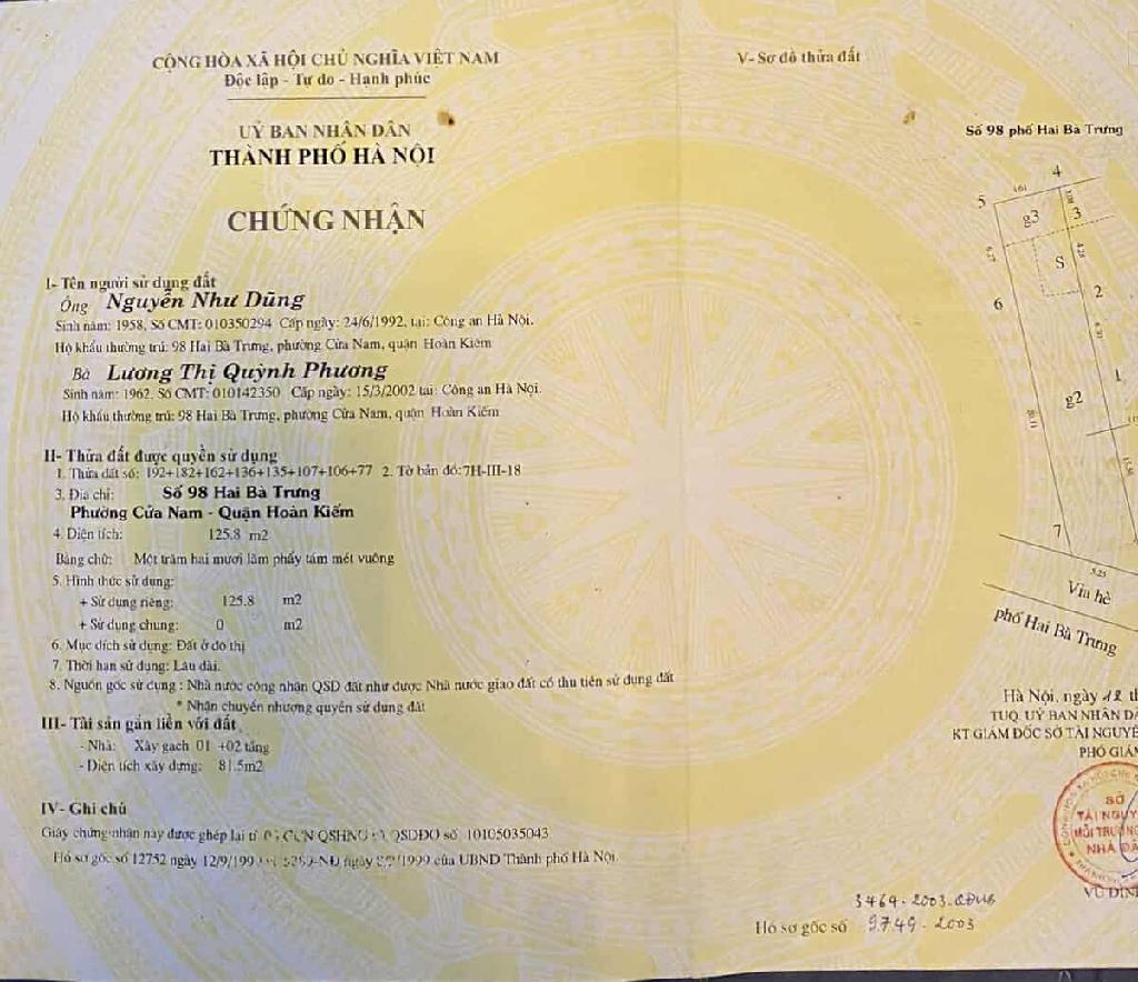 Bán nhà Hai Bà Trưng - diện tích 130m2 6 tầng - Mặt phố VIP Quận Hoàn Kiếm - giá 188 tỷ