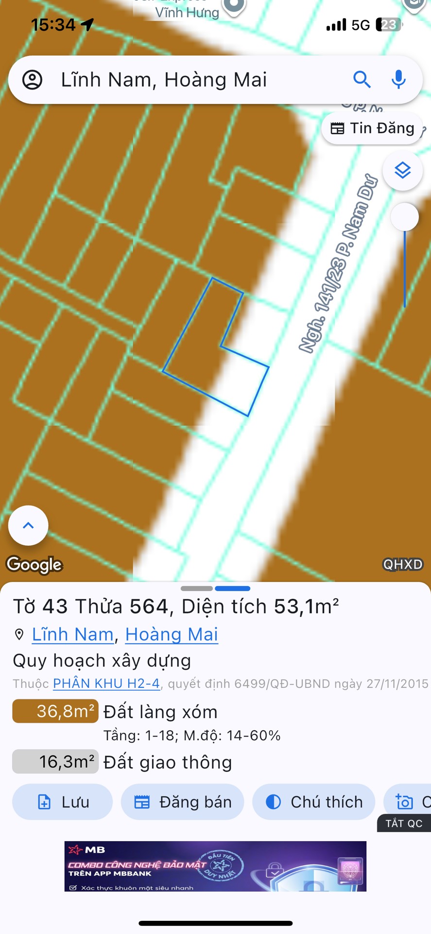 Bán nhà Nam Dư - diện tích 53m2 2 tầng - ô tô đỗ cửa - giá 8,6 tỷ