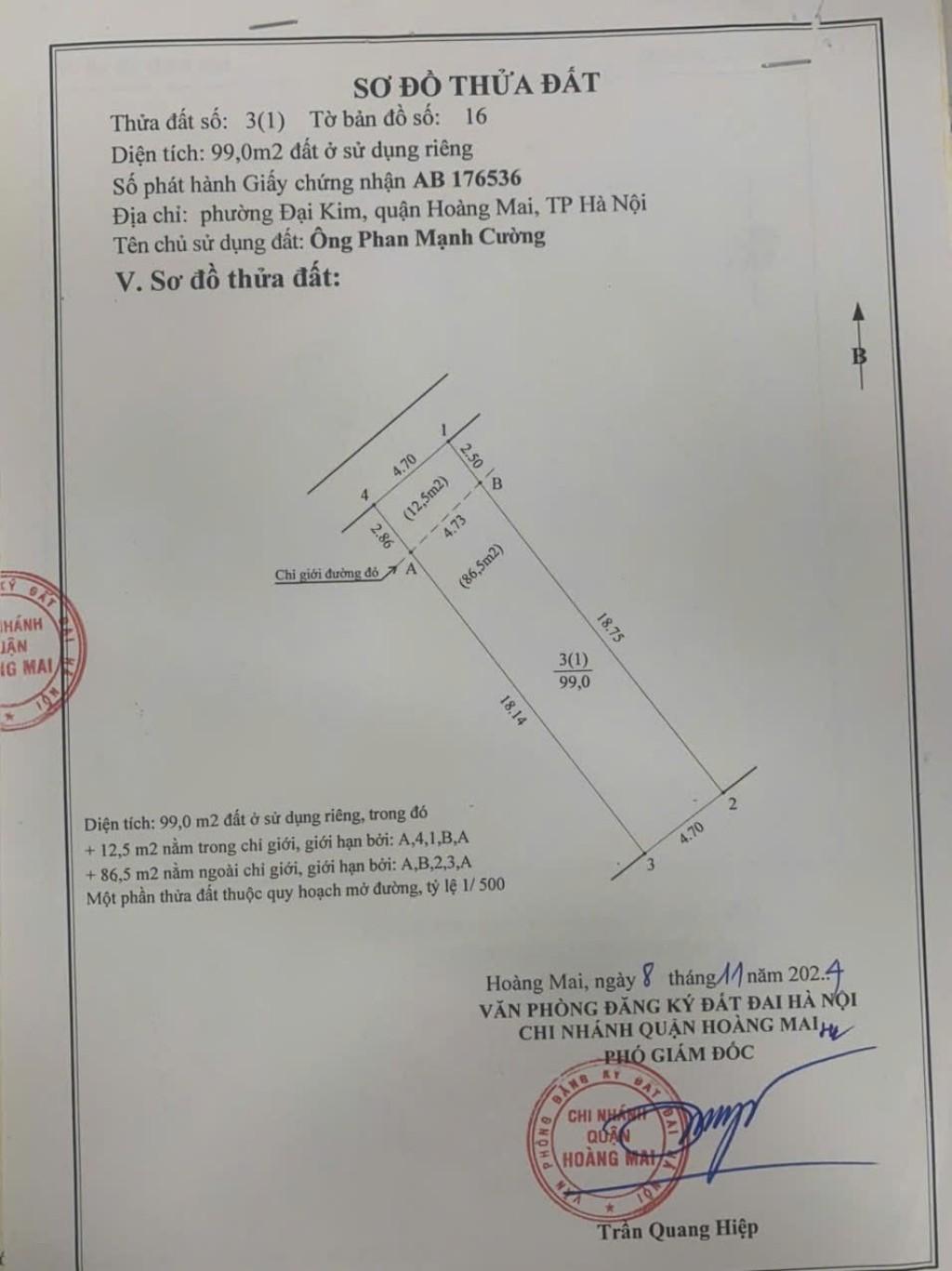 Bán nhà Kim Giang - diện tích 99m2 4 tầng - Phân lô ô tô vào nhà - giá 27 tỷ