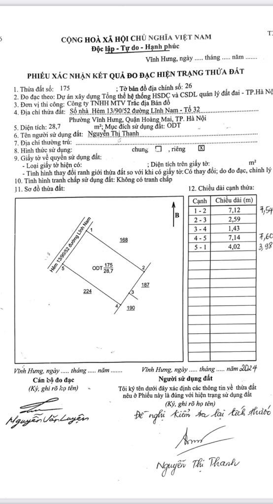 Bán nhà Lĩnh Nam - diện tích 29m2 2 tầng - Nhà nhỏ xinh, vuông vắn - giá 1,95 tỷ