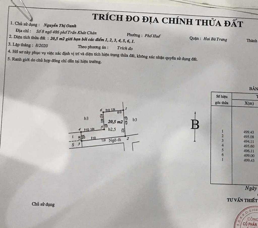Bán nhà Trần Khát Chân - diện tích 20m2 3 tầng - Ô TÔ ĐỖ CỔNG - giá 3,8 tỷ