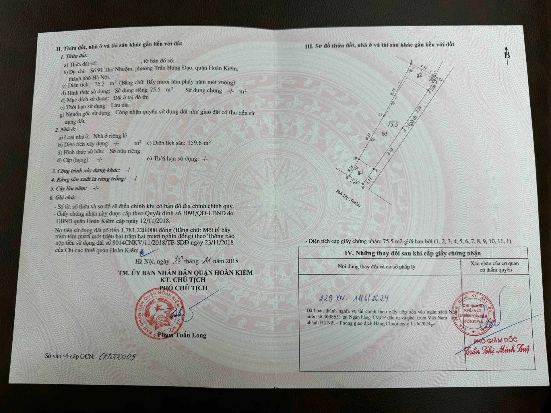 Bán nhà Thợ Nhuộm - diện tích 75.5m2 3 tầng - Lô góc mặt phố kinh doanh sầm uất - giá 57 tỷ