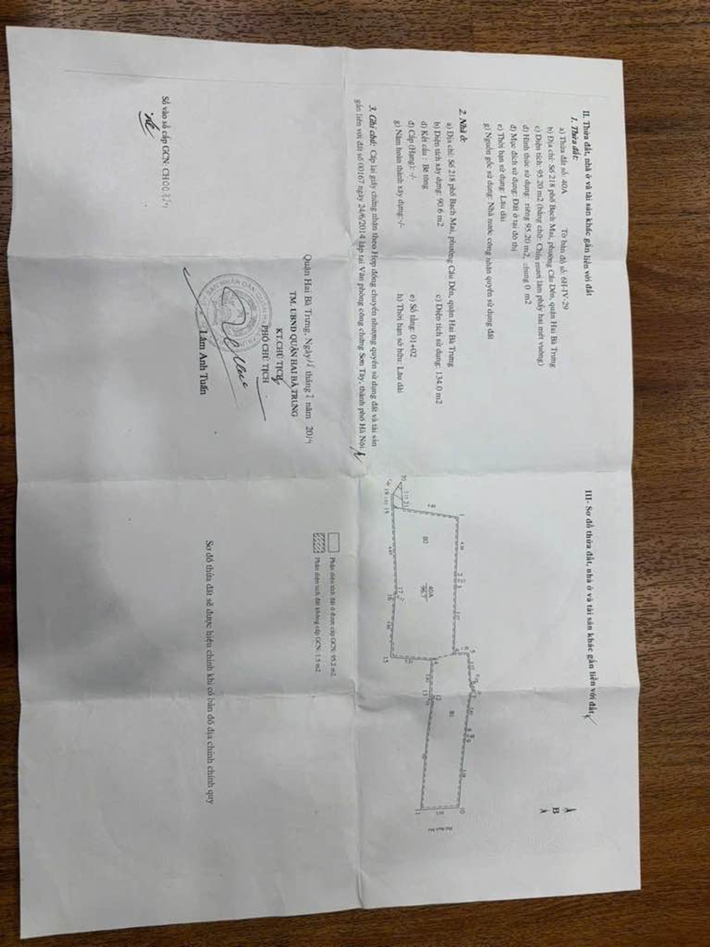 Bán nhà Bạch Mai - diện tích 95m2 6 tầng - Mặt phố kinh doanh khủng - giá 36,5 tỷ