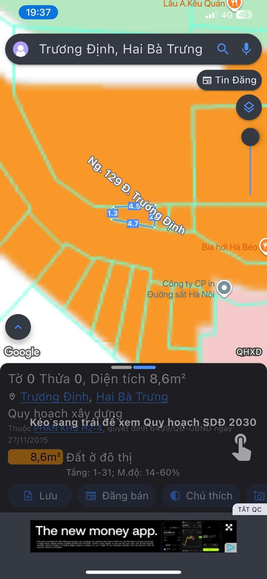 Bán nhà Trương Định - diện tích 7m2 2 tầng - Ô tô đỗ cửa - giá 1,3 tỷ