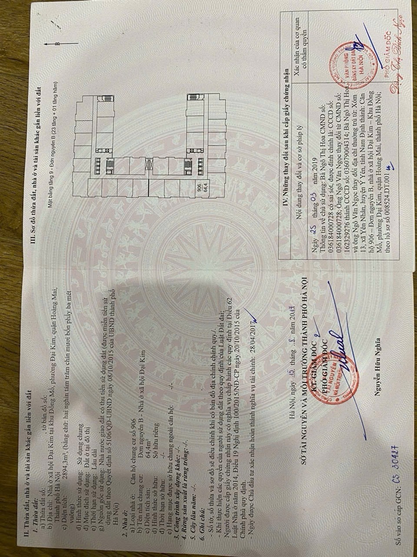 Bán nhà Đại Kim - diện tích 64m2 9 tầng - Căn hộ 906B CC Đại Kim - giá 4,76 tỷ