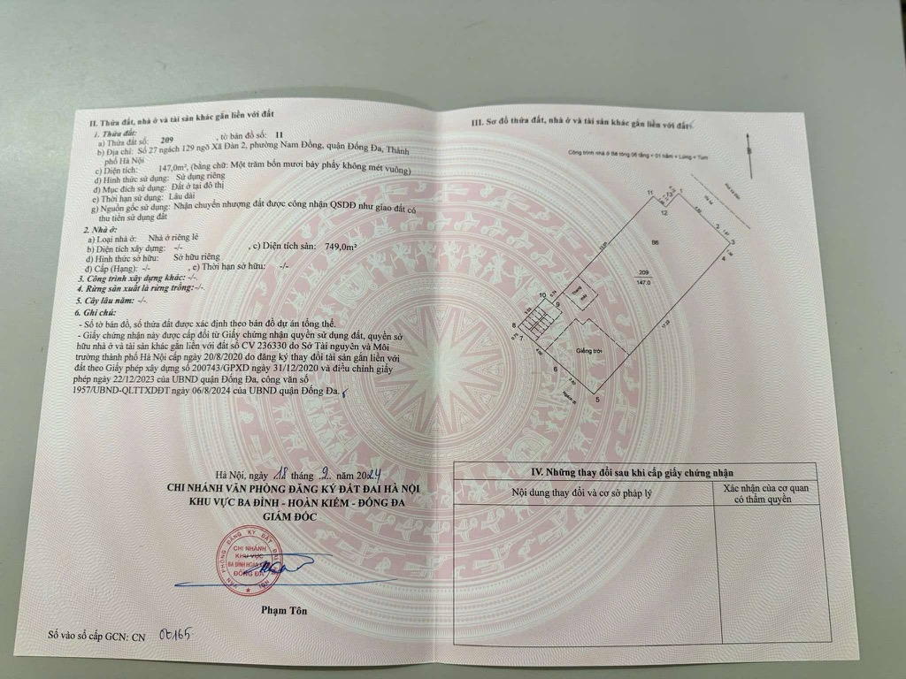 Bán nhà Xã Đàn - diện tích 147m2 9 tầng - Ô tô đỗ cửa - giá 210 tỷ