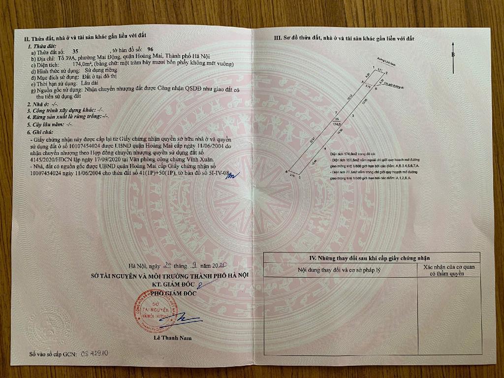 Bán nhà Lĩnh Nam - diện tích 174m2 1 tầng - ô tô tránh - giá 38,5 tỷ