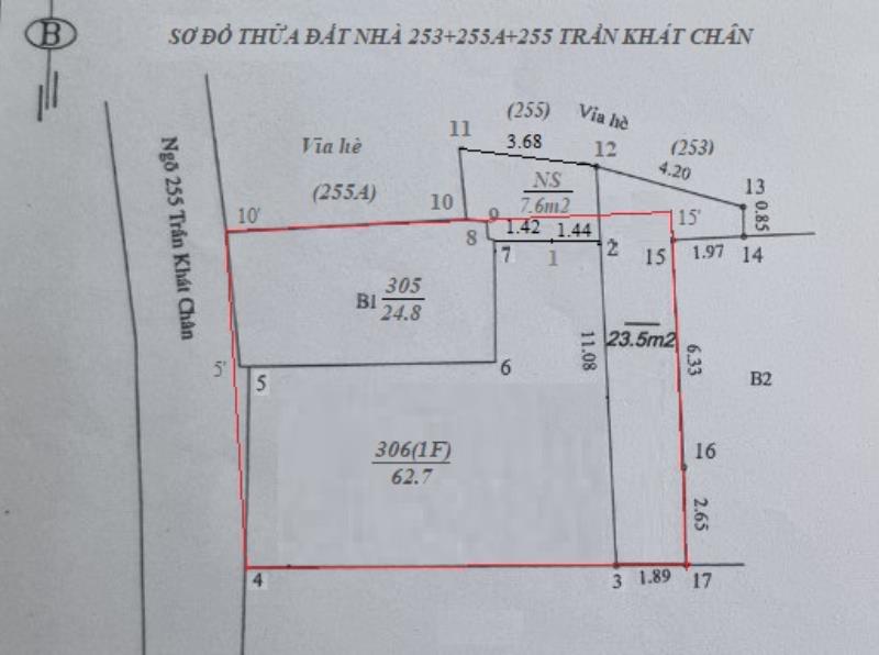Bán nhà Trần Khát Chân - diện tích 95m2 2 tầng - Mặt phố trung tâm - giá 40 tỷ