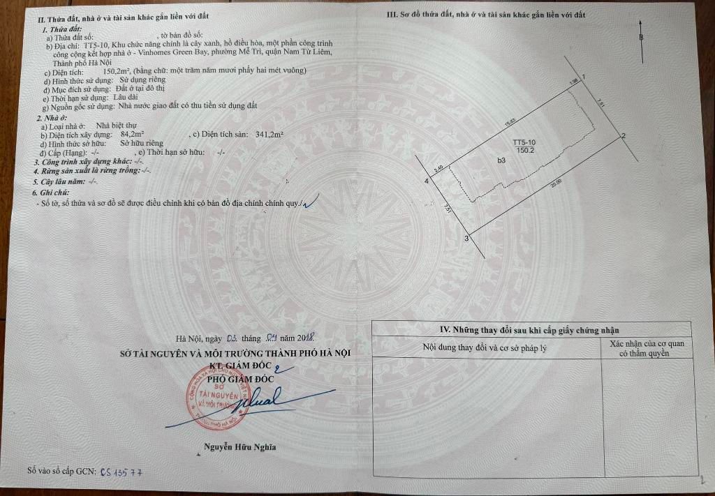 Bán nhà Vinhomes Green Bay - diện tích 156m2 5 tầng - Biệt thự 3 mặt thoáng - giá 105 tỷ