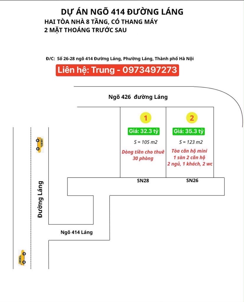 Bán nhà Đường Láng - diện tích 123m2 8 tầng - Siêu phẩm toà căn hộ dịch vụ xây mới - giá 35,3 tỷ