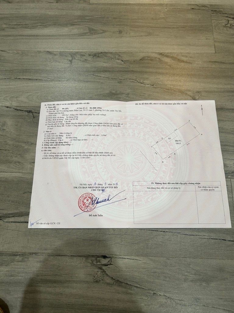 Bán nhà Tứ Liên - diện tích 100m2 7 tầng - Ô tô đỗ cửa - giá 7,5 tỷ