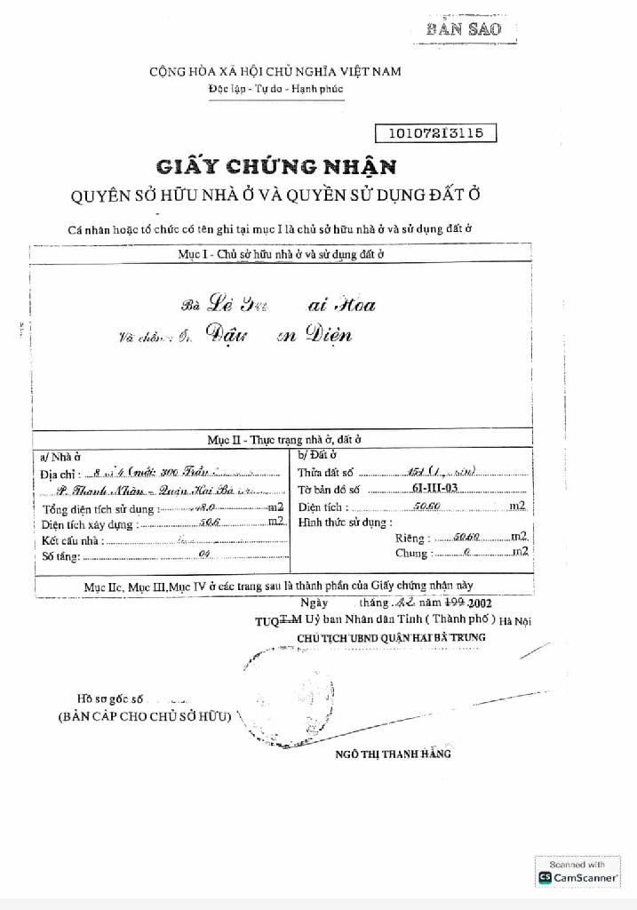 Bán nhà Trần Khát Chân - diện tích 129m2 5 tầng - Mặt tiền khủng - giá 120 tỷ