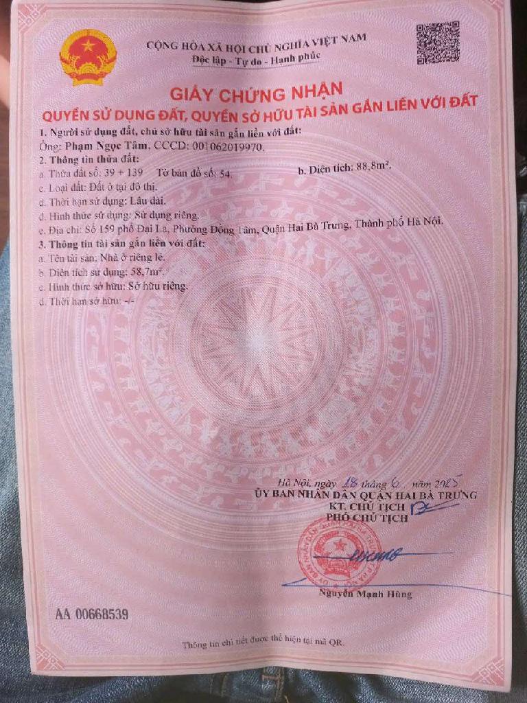 Bán nhà Đại La - diện tích 88m2 1 tầng - Lô góc 2 mặt thoáng - giá 32 tỷ